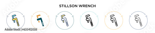 Stillson wrench icon in filled, thin line, outline and stroke style. Vector illustration of two colored and black stillson wrench vector icons designs can be used for mobile, ui, web