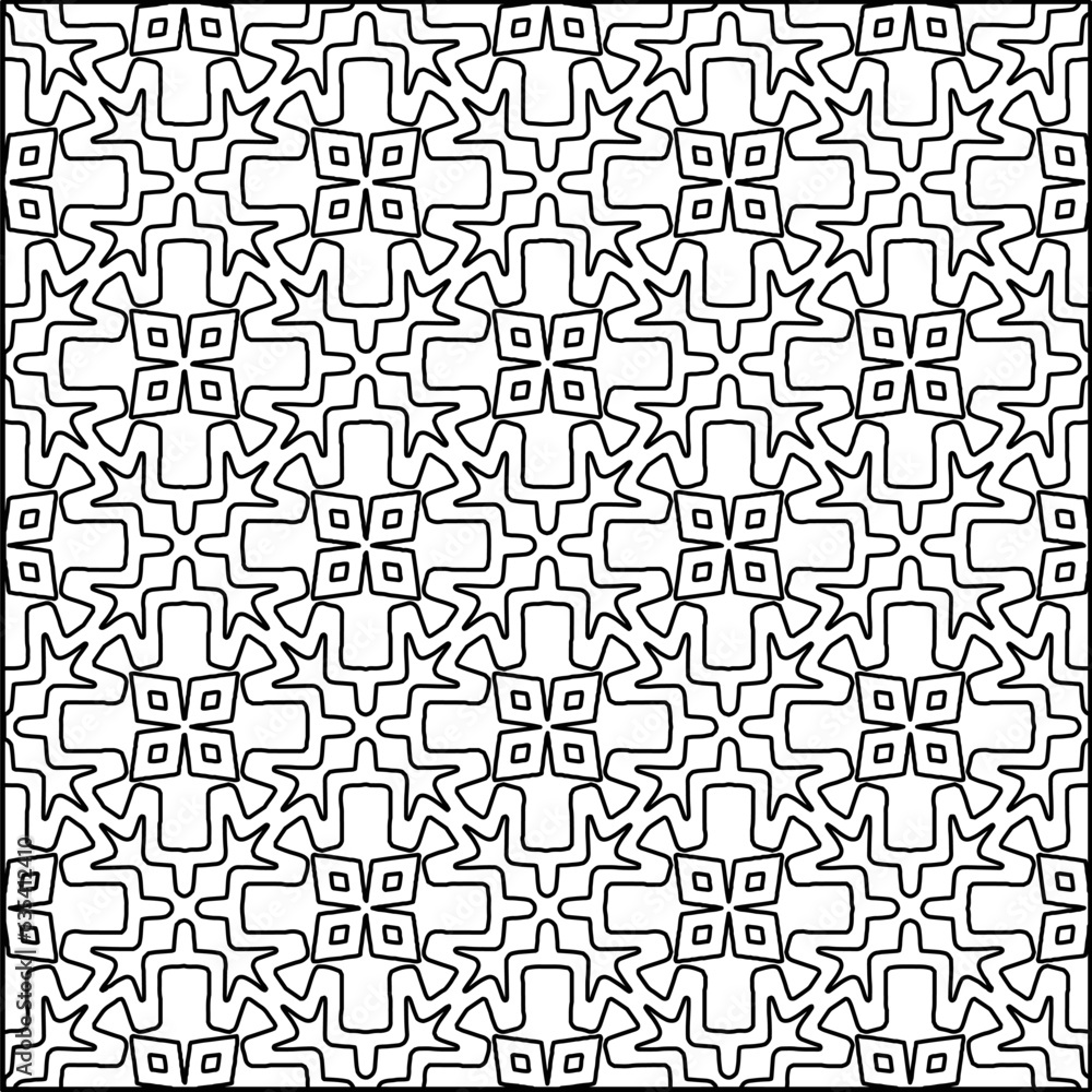 Vector pattern with symmetrical elements . Modern stylish abstract texture. Repeating geometric tiles from striped elements.Black and white pattern. Vector pattern with symmetrical elements . Modern stylish abstract texture. Repeating geometric tiles from striped elements.Black and white pattern.