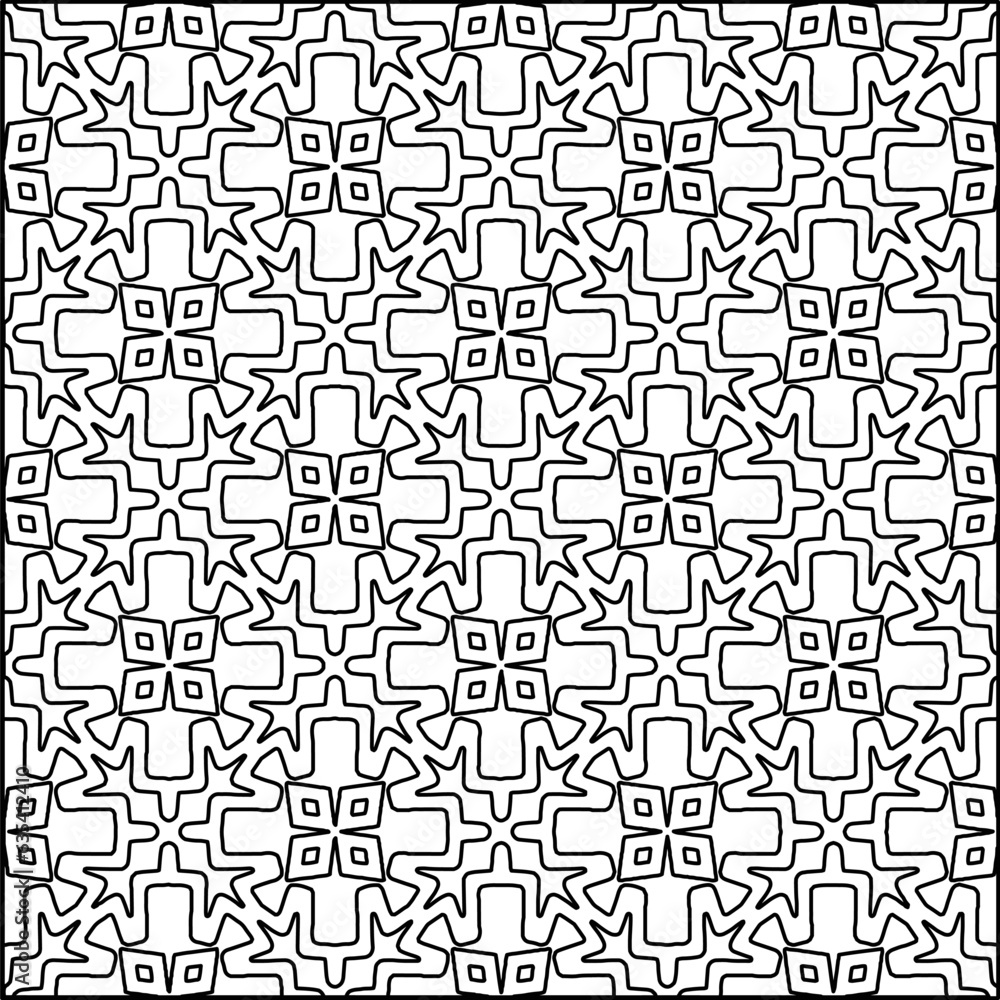 Vector pattern with symmetrical elements . Modern stylish abstract texture. Repeating geometric tiles from striped elements.Black and white pattern.