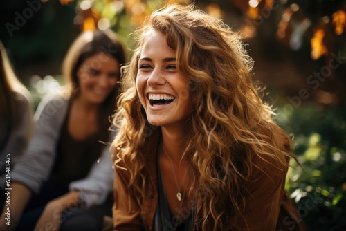 Joyful Laughter Group of friends laughing together - stock photo concepts