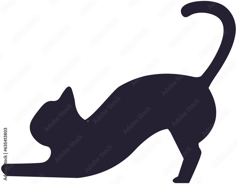 Cat stretching silhouette 