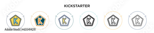 Kickstarter icon in filled, thin line, outline and stroke style. Vector illustration of two colored and black kickstarter vector icons designs can be used for mobile, ui, web
