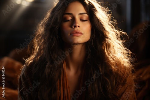 Reverent Prayer Person with eyes closed in a moment of hope - stock photo concepts