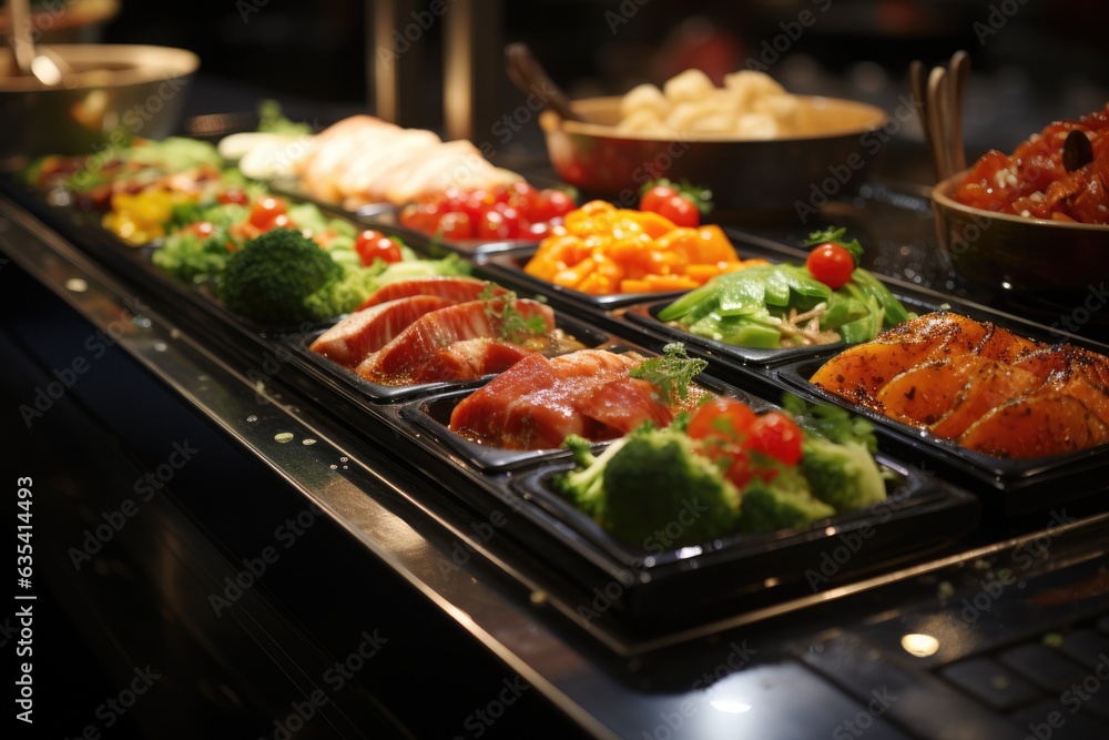 Sampling a buffet feast at a renowned casino - stock photo concepts