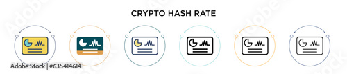 Crypto hash rate icon in filled, thin line, outline and stroke style. Vector illustration of two colored and black crypto hash rate vector icons designs can be used for mobile, ui, web