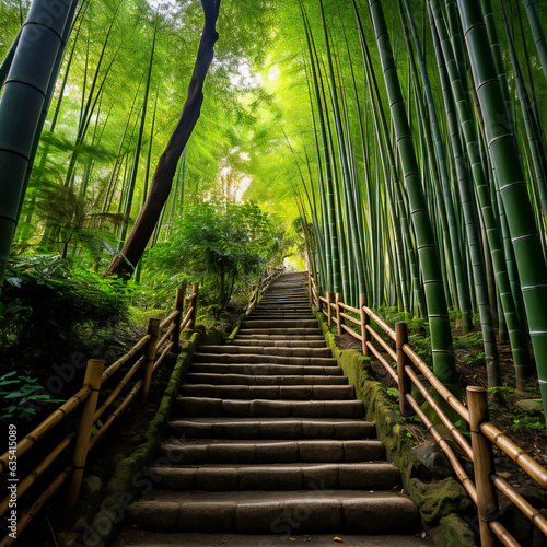 wooden bridge in the forest  generative ai