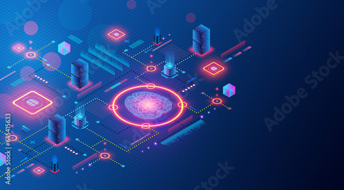 Neurocomputation and Neural Data Systems Concept - 3D Illustration