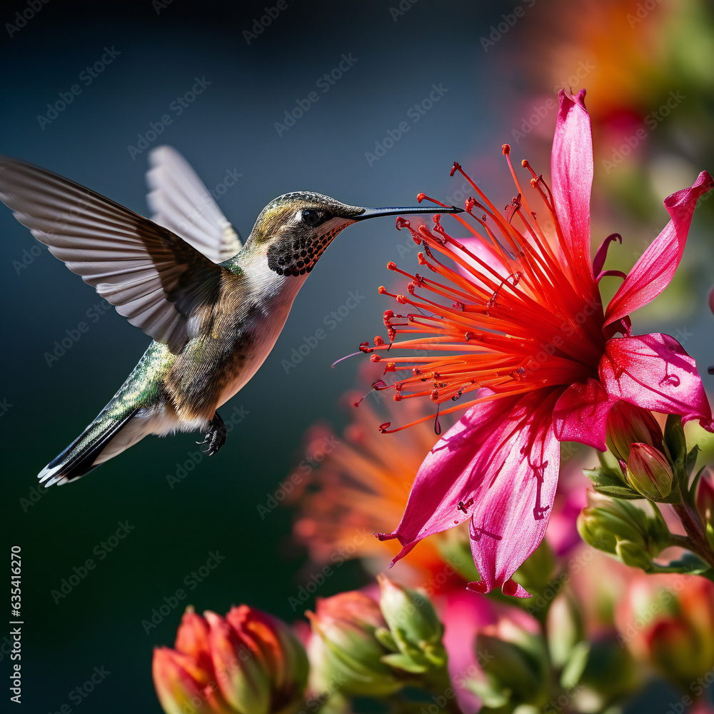 Fototapeta premium hummingbird in flight, generative ai