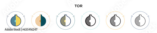 Tor icon in filled, thin line, outline and stroke style. Vector illustration of two colored and black tor vector icons designs can be used for mobile, ui, web
