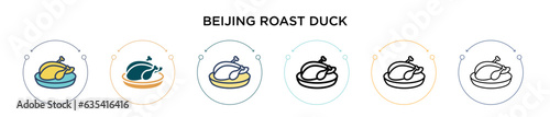 Beijing roast duck icon in filled, thin line, outline and stroke style. Vector illustration of two colored and black beijing roast duck vector icons designs can be used for mobile, ui, web photo