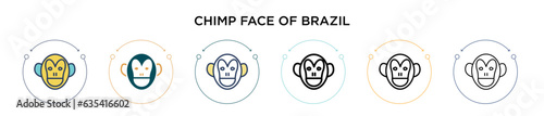 Chimp face of brazil icon in filled, thin line, outline and stroke style. Vector illustration of two colored and black chimp face of brazil vector icons designs can be used for mobile, ui, web