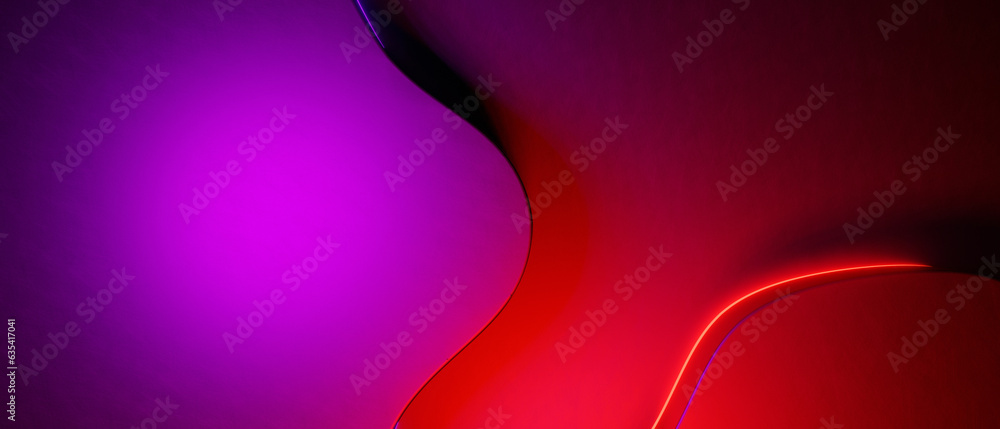 Violet and Red Combination Dynamic Shape Abstract Minimal Background with Purple and Red Light Smooth Texture. 3D  Illustration