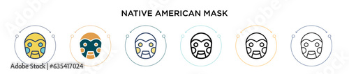 Native american mask icon in filled, thin line, outline and stroke style. Vector illustration of two colored and black native american mask vector icons designs can be used for mobile, ui, web