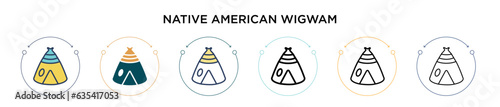 Native american wigwam icon in filled, thin line, outline and stroke style. Vector illustration of two colored and black native american wigwam vector icons designs can be used for mobile, ui, web