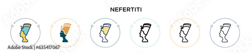 Nefertiti icon in filled, thin line, outline and stroke style. Vector illustration of two colored and black nefertiti vector icons designs can be used for mobile, ui, web
