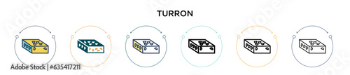 Turron icon in filled, thin line, outline and stroke style. Vector illustration of two colored and black turron vector icons designs can be used for mobile, ui, web