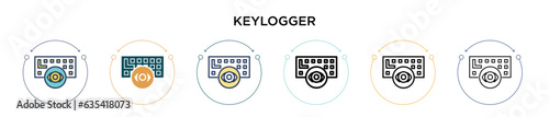 Keylogger icon in filled, thin line, outline and stroke style. Vector illustration of two colored and black keylogger vector icons designs can be used for mobile, ui, web
