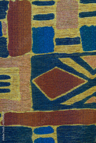 Detail of multicolored rough fabric for background or texture  closeup