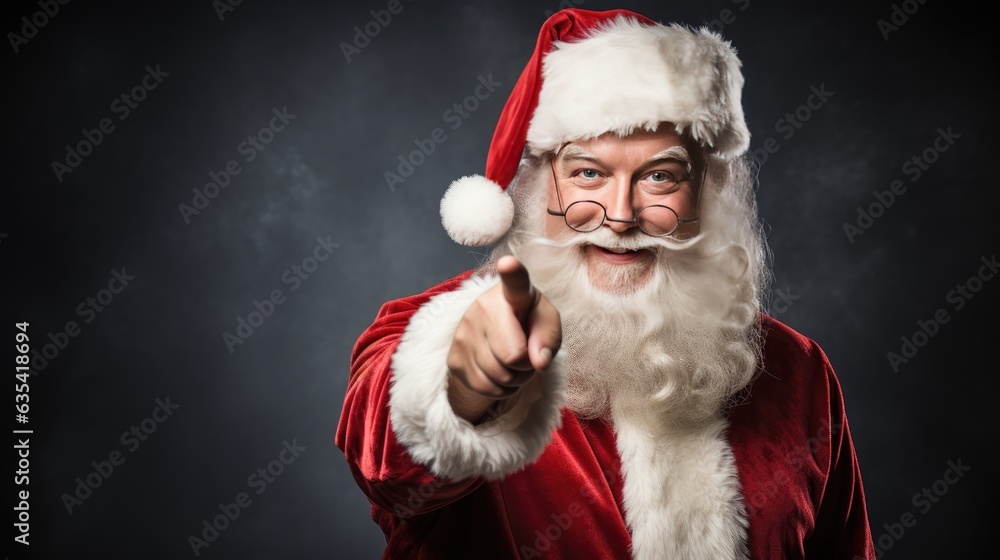 santa claus pointing to the side created with Generative AI technology