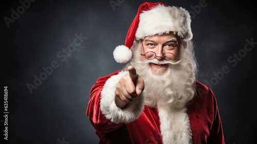santa claus pointing to the side created with Generative AI technology