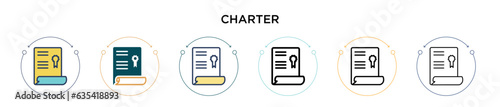 Charter icon in filled, thin line, outline and stroke style. Vector illustration of two colored and black charter vector icons designs can be used for mobile, ui, web