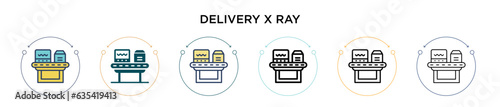 Delivery x ray icon in filled, thin line, outline and stroke style. Vector illustration of two colored and black delivery x ray vector icons designs can be used for mobile, ui, web