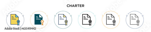 Charter icon in filled, thin line, outline and stroke style. Vector illustration of two colored and black charter vector icons designs can be used for mobile, ui, web