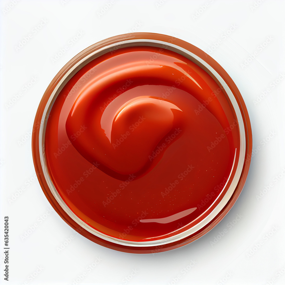 Tomato Ketchup sauce seen from above isolated on Solid White background, clipart, Ai generated image Tomato Ketchup sauce seen from above isolated on Solid White background, clipart, Ai generated image