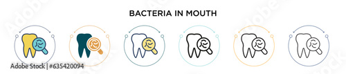 Bacteria in mouth icon in filled, thin line, outline and stroke style. Vector illustration of two colored and black bacteria in mouth vector icons designs can be used for mobile, ui, web
