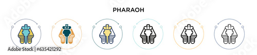 Pharaoh icon in filled, thin line, outline and stroke style. Vector illustration of two colored and black pharaoh vector icons designs can be used for mobile, ui, web