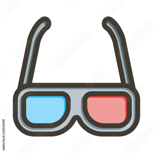 3d Glasses  Vector Thick Line Filled Colors Icon Design Vector Thick Line Filled Colors Icon Design