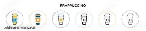 Frappuccino icon in filled, thin line, outline and stroke style. Vector illustration of two colored and black frappuccino vector icons designs can be used for mobile, ui, web
