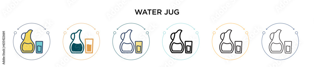 Water jug icon in filled, thin line, outline and stroke style. Vector ...