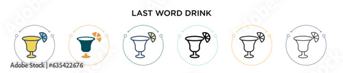 Last word drink icon in filled, thin line, outline and stroke style. Vector illustration of two colored and black last word drink vector icons designs can be used for mobile, ui, web