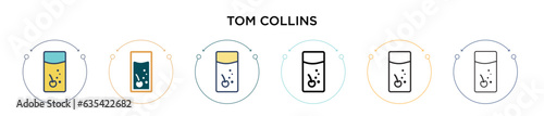 Tom collins icon in filled, thin line, outline and stroke style. Vector illustration of two colored and black tom collins vector icons designs can be used for mobile, ui, web