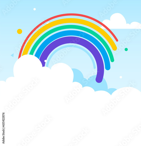 A hand paints a rainbow in the sky with a brush.