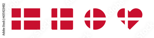 Denmark icon. Danish flag signs. National badge symbol. Europe country symbols. Culture sticker icons. Vector isolated sign.