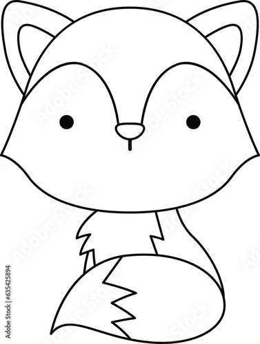 a vector of a fox in black and white coloring