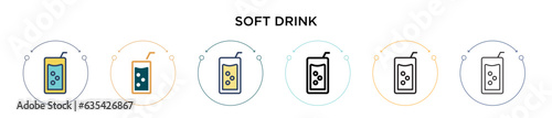 Soft drink icon in filled, thin line, outline and stroke style. Vector illustration of two colored and black soft drink vector icons designs can be used for mobile, ui, web
