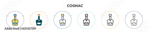 Cognac icon in filled, thin line, outline and stroke style. Vector illustration of two colored and black cognac vector icons designs can be used for mobile, ui, web
