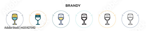 Brandy icon in filled, thin line, outline and stroke style. Vector illustration of two colored and black brandy vector icons designs can be used for mobile, ui, web