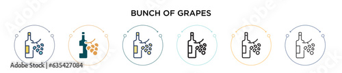 Bunch of grapes icon in filled, thin line, outline and stroke style. Vector illustration of two colored and black bunch of grapes vector icons designs can be used for mobile, ui, web