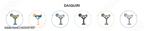 Daiquiri icon in filled, thin line, outline and stroke style. Vector illustration of two colored and black daiquiri vector icons designs can be used for mobile, ui, web