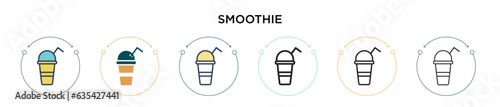 Smoothie icon in filled, thin line, outline and stroke style. Vector illustration of two colored and black smoothie vector icons designs can be used for mobile, ui, web