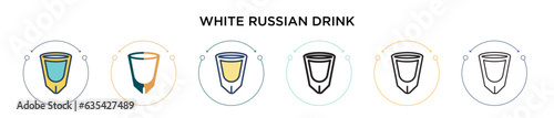 White russian drink icon in filled, thin line, outline and stroke style. Vector illustration of two colored and black white russian drink vector icons designs can be used for mobile, ui, web