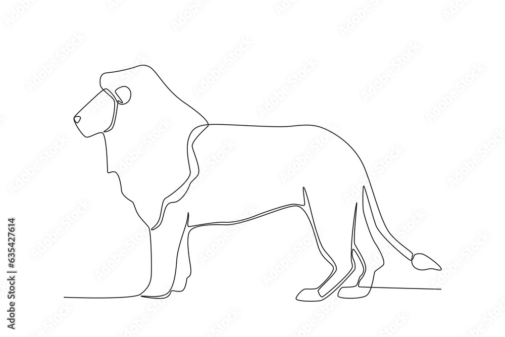 Obraz premium One line drawing of a Lion. Trendy continuous line vector design graphic illustration Vector Format 