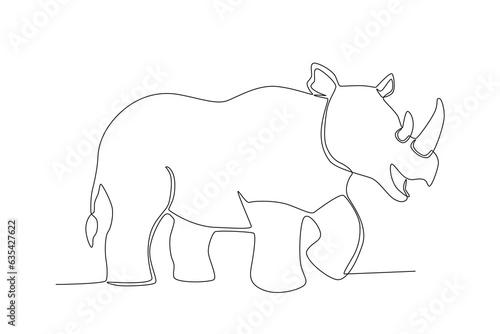 One line drawing of a Tow-horned rhino. Trendy continuous line vector design graphic illustration Vector Format