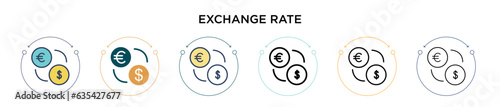 Exchange rate icon in filled, thin line, outline and stroke style. Vector illustration of two colored and black exchange rate vector icons designs can be used for mobile, ui, web photo