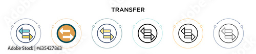 Transfer icon in filled, thin line, outline and stroke style. Vector illustration of two colored and black transfer vector icons designs can be used for mobile, ui, web