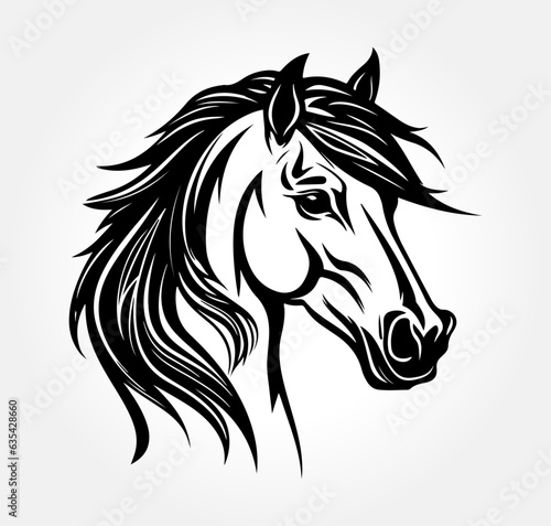 Fototapeta Naklejka Na Ścianę i Meble -  Pferd Pony Silhouette Vektor Logo Symbol